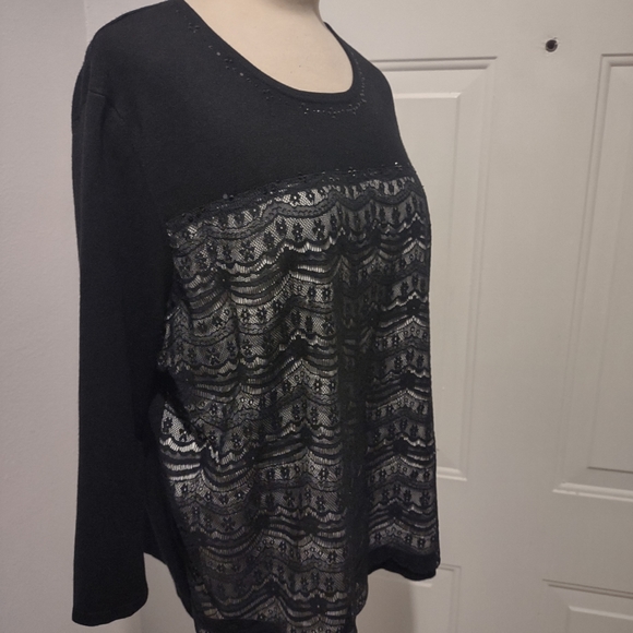 Alfred Dunner 3/4 Sleeve Lace Top XL - Picture 10 of 10
